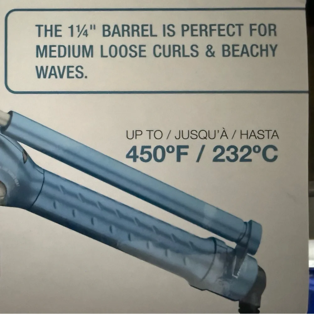 Blue Curling Iron with 1¼" Barrel - Picture 2 of 4